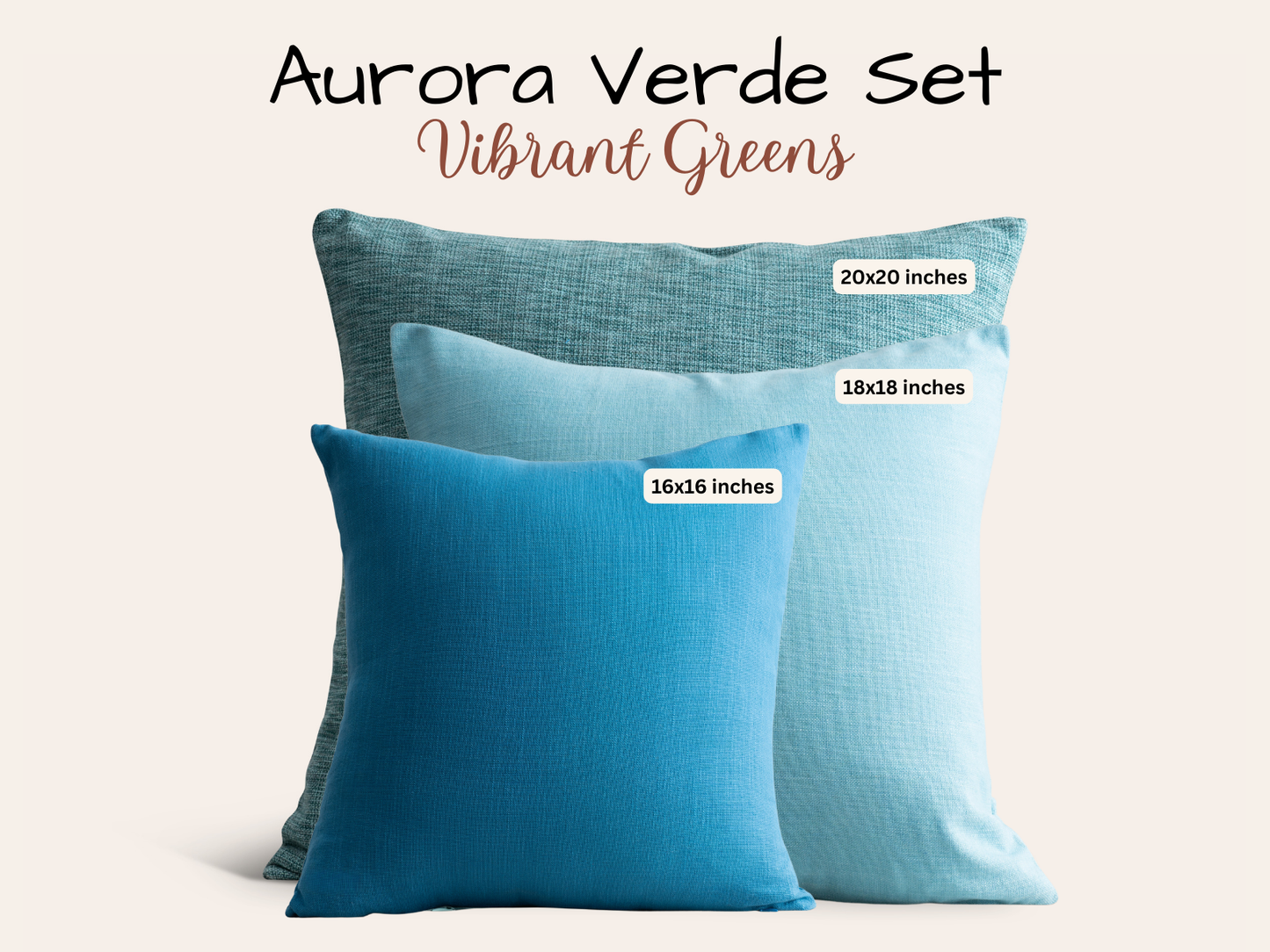 Aurora Verde Cotton Cushion Covers Set of 3