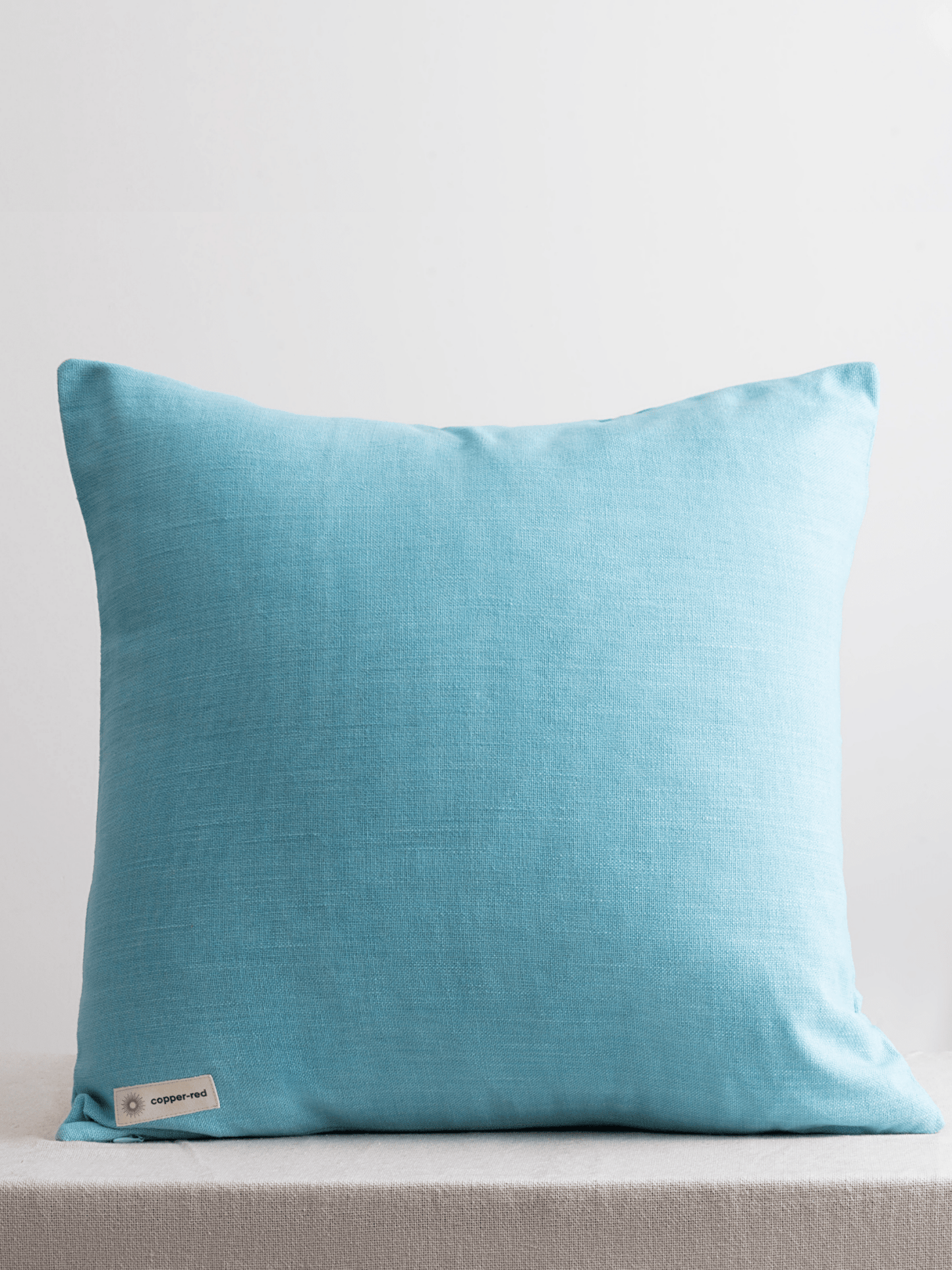 Corsica Powder Blue Cotton Cushion Cover - copper - red