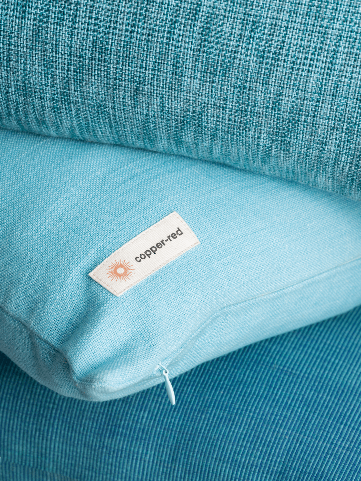 Corsica Powder Blue Cotton Cushion Cover - copper - red
