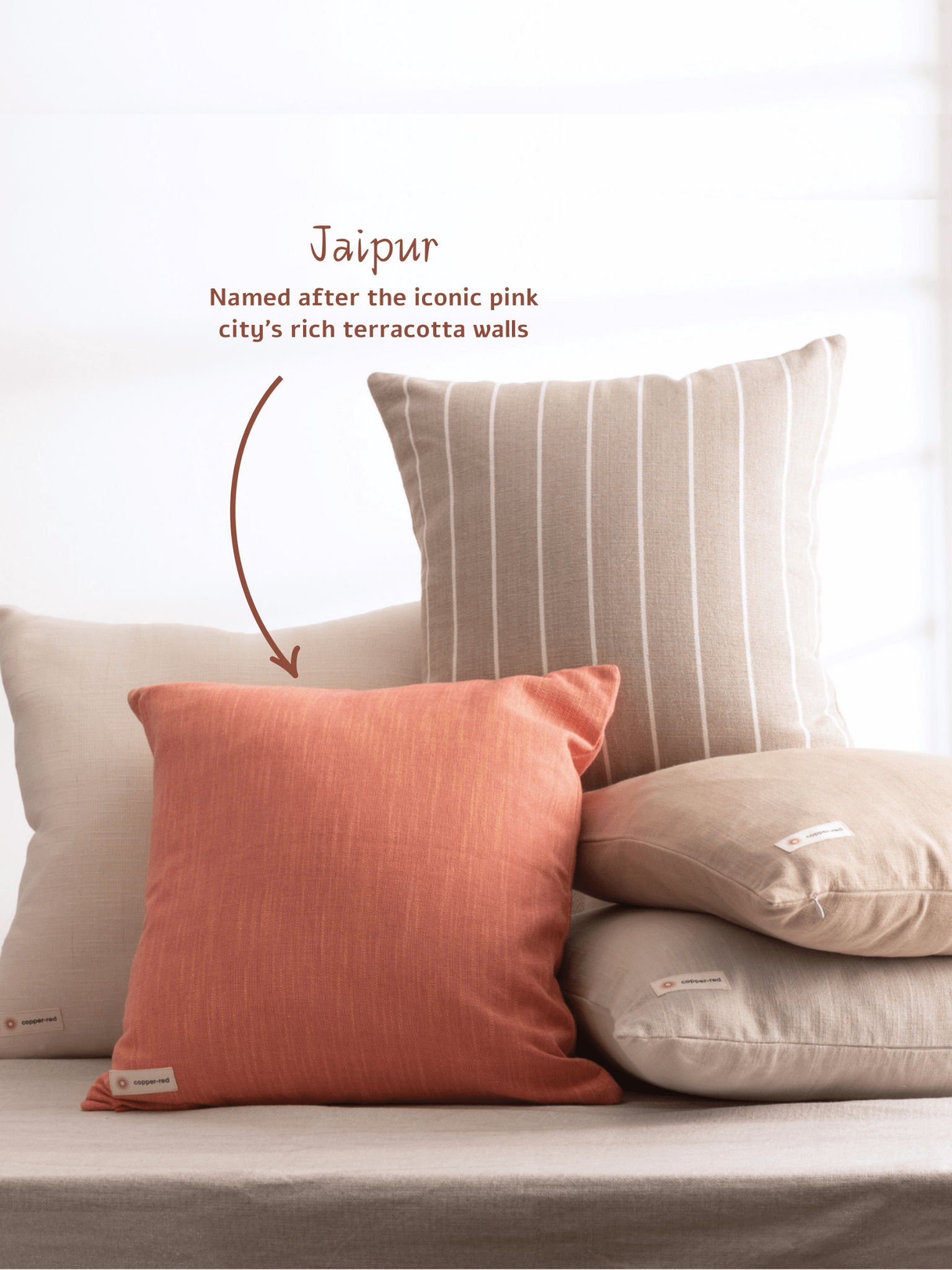 Jaipur Pink Cotton Cushion Cover - copper - red
