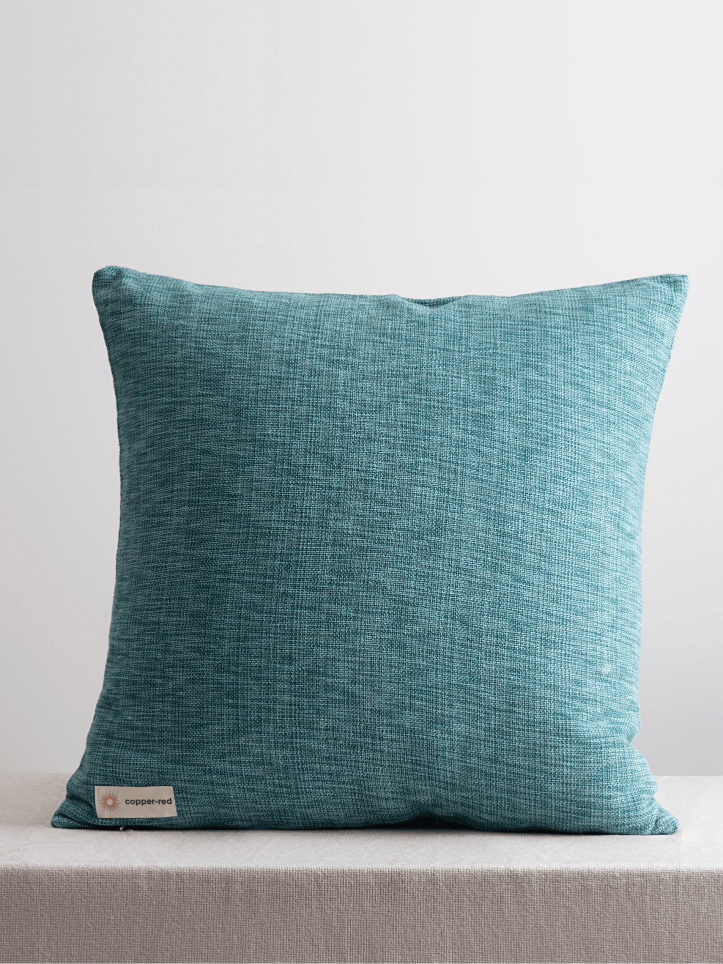 Marbella Textured Teal Cotton Cushion Cover - copper - red
