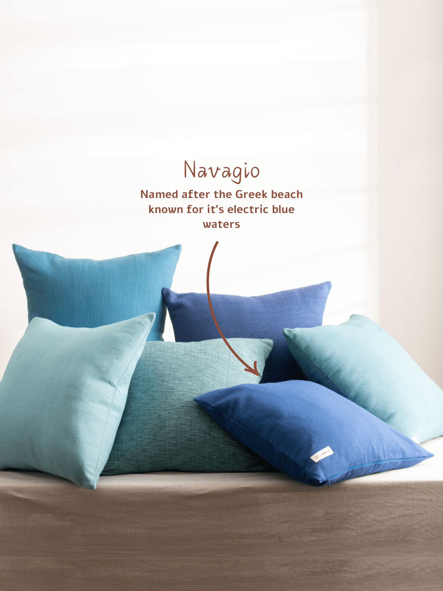 Navagio Midnight Blue Cotton Cushion Cover - copper - red