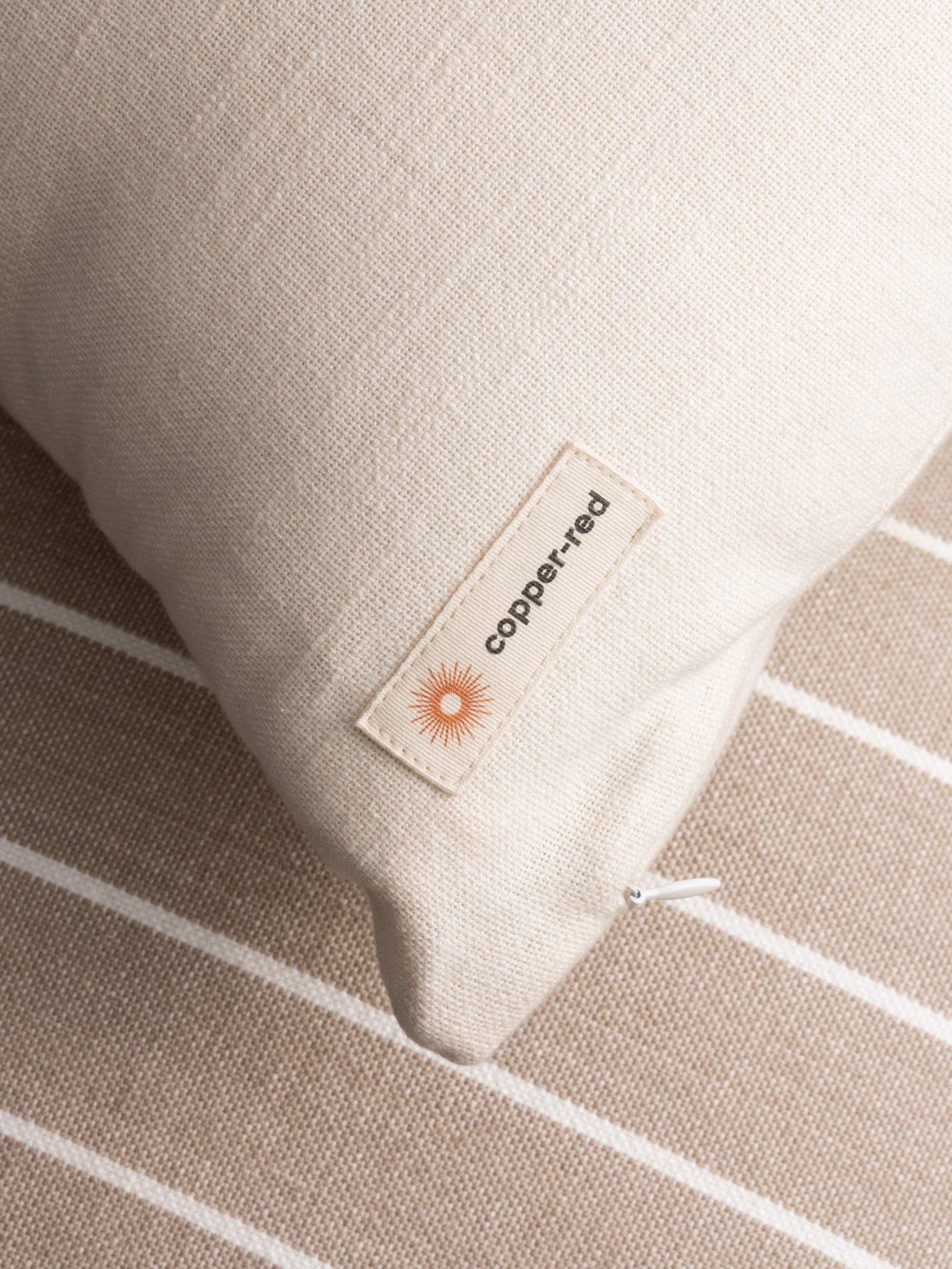 Niseko White Cotton Cushion Cover - copper - red