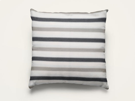 Oslo Black and Beige Striped Cotton Cushion Cover