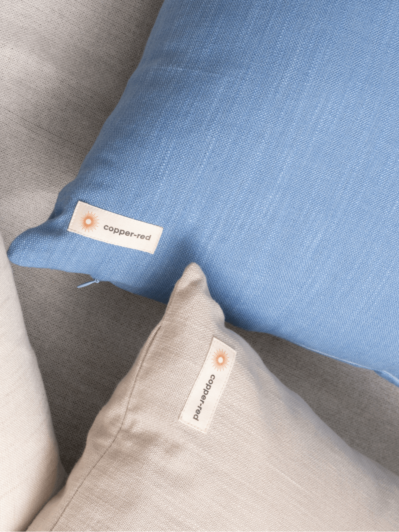 Provence Pastel Blue Cotton Cushion Cover - copper - red