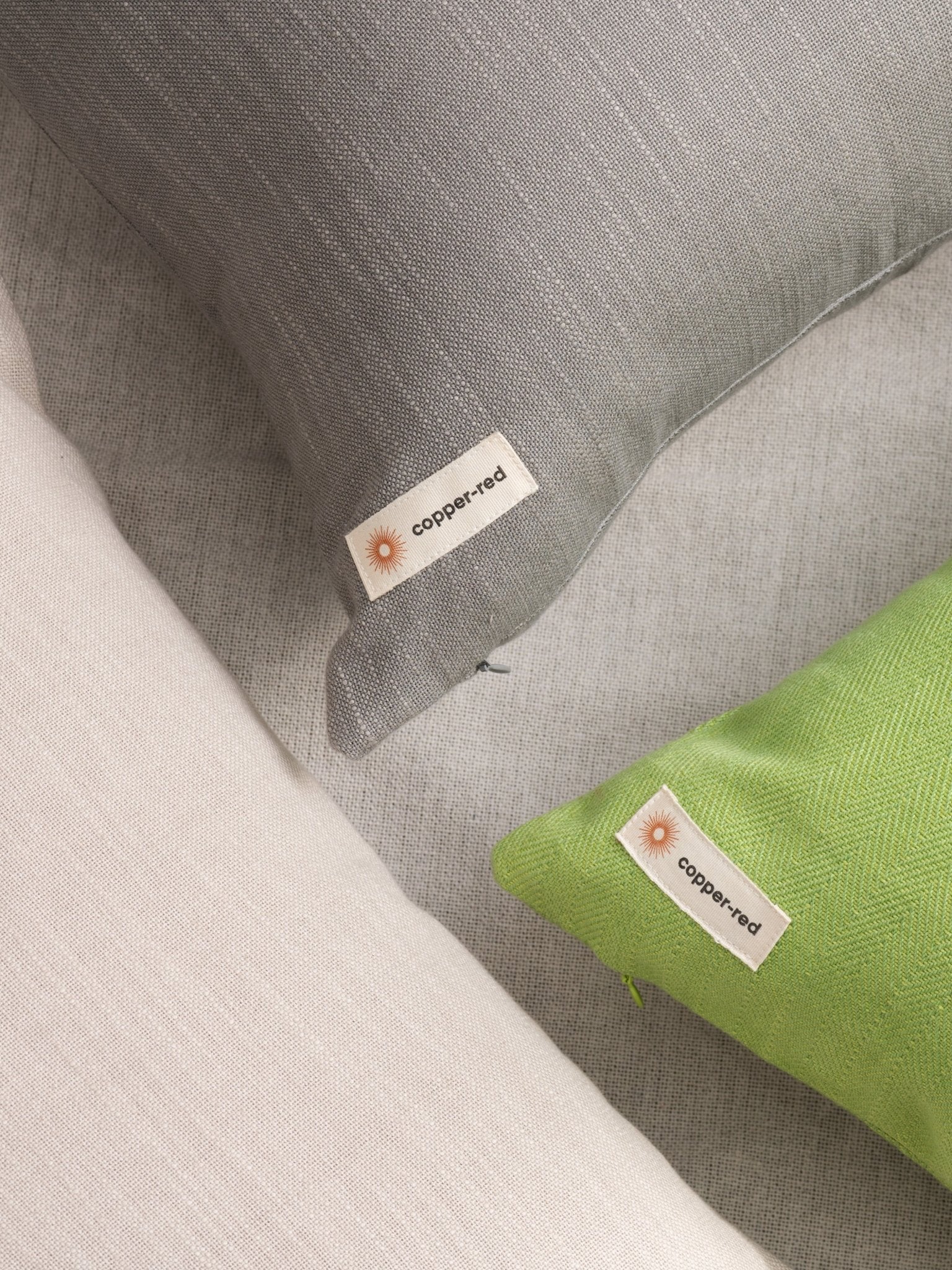 Saadiyat Ash Grey Cotton Cushion Cover - copper - red