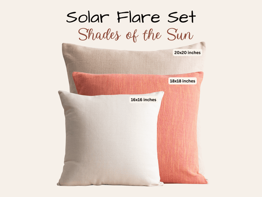 Solar Flare Cotton Cushion Covers Set of 3 - copper - red