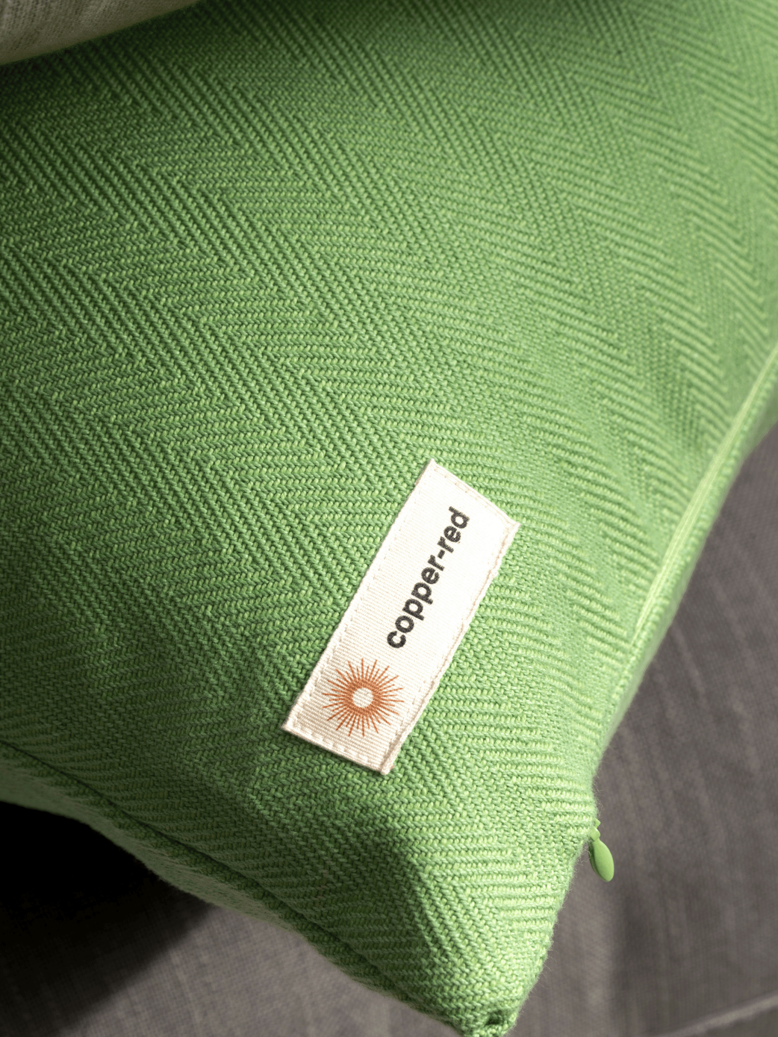 Yala Light Green Cotton Cushion Cover - copper - red